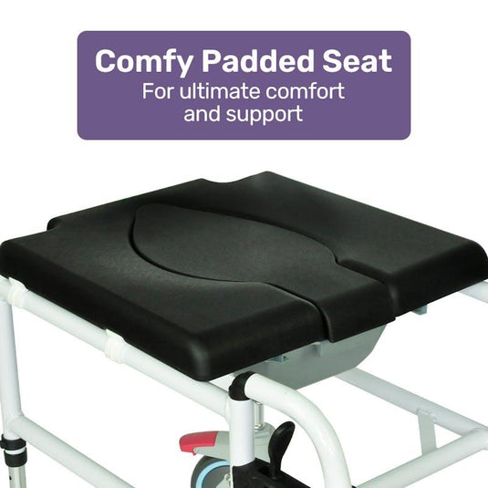 Equipmed Commode Shower Chair with Wheels Black