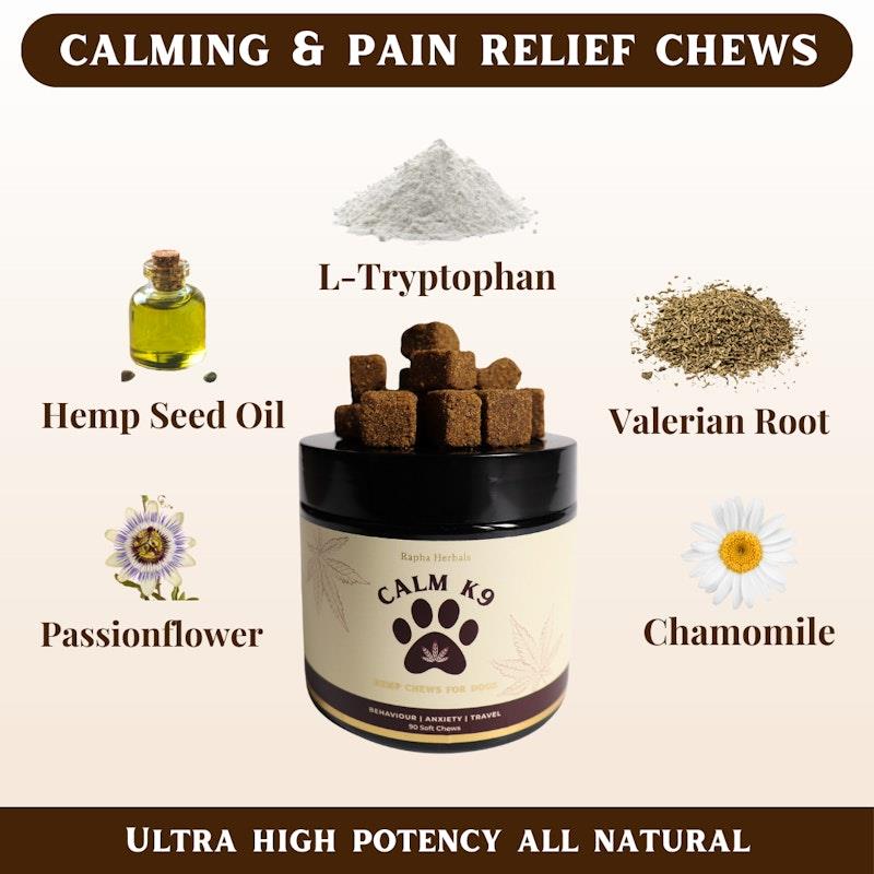 Load image into Gallery viewer, Rapha Herbals Calm K9 Hemp Chews for Pets Beef Flavour 180Chews

