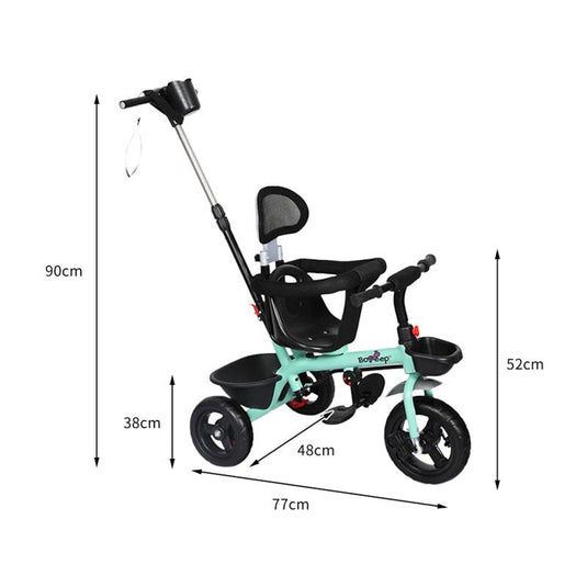 BoPeep Kids Tricycle Ride On Trike Toddler Balance Bike Prams Stroller Walker Green One Size