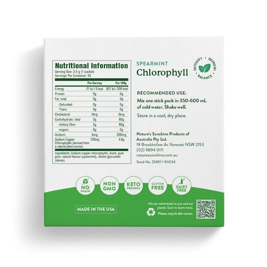Nature's Sunshine Extra Strength Chlorophyll (30 Stick Packs) Spearmint