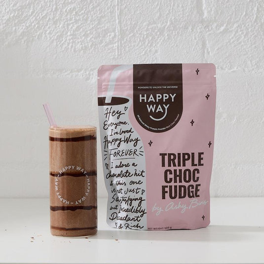 Happy Way Ashy Bines Triple Choc Fudge Whey Protein Powder 500g