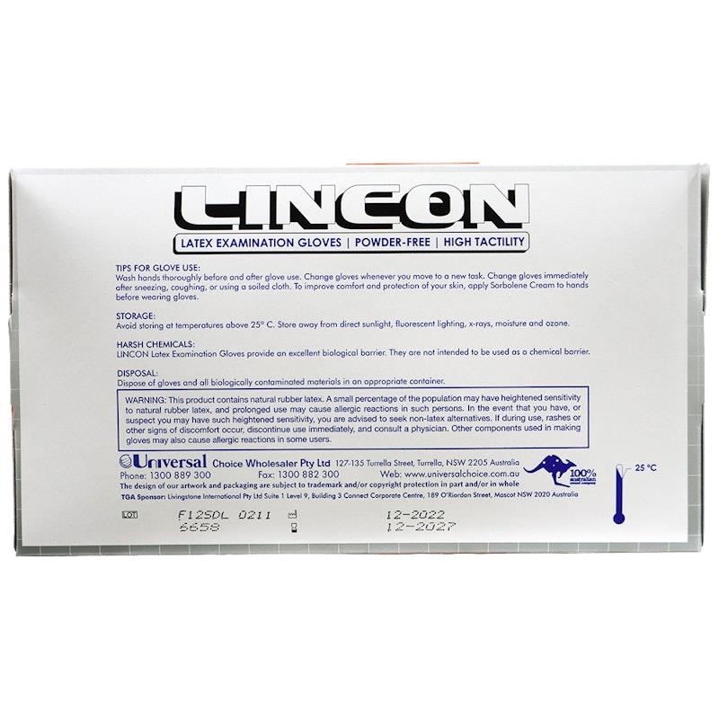 Load image into Gallery viewer, Lincon Biodegradable Latex Examination Gloves AS NZ Powder Free Large 100 Pieces/Box
