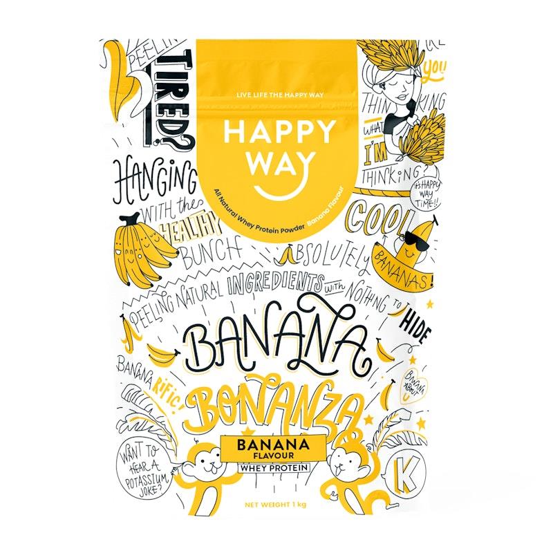 Load image into Gallery viewer, Happy Way Banana Bonanza Whey Protein Powder 1kg
