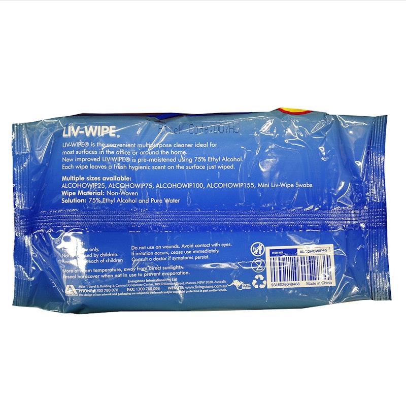 Load image into Gallery viewer, Liv-Wipe Antibacterial 70% Isopropyl Alcohol 50 Wipes Pack
