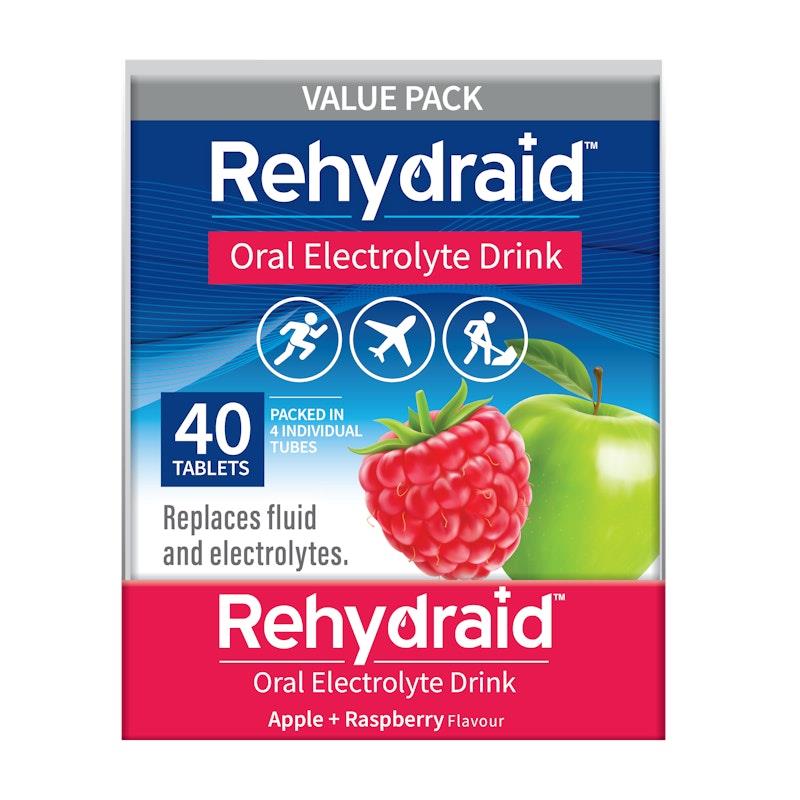 Load image into Gallery viewer, Rehydraid Electrolyte Effervescent Tablets Apple Raspberry 6x40 Packs
