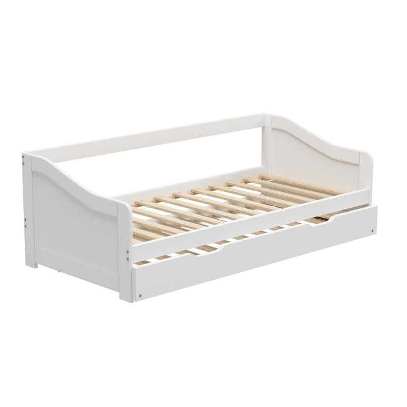 Load image into Gallery viewer, Oikiture Trundle Bed Frame Daybed Single Size Base Timber Wooden Single Beds x2 White
