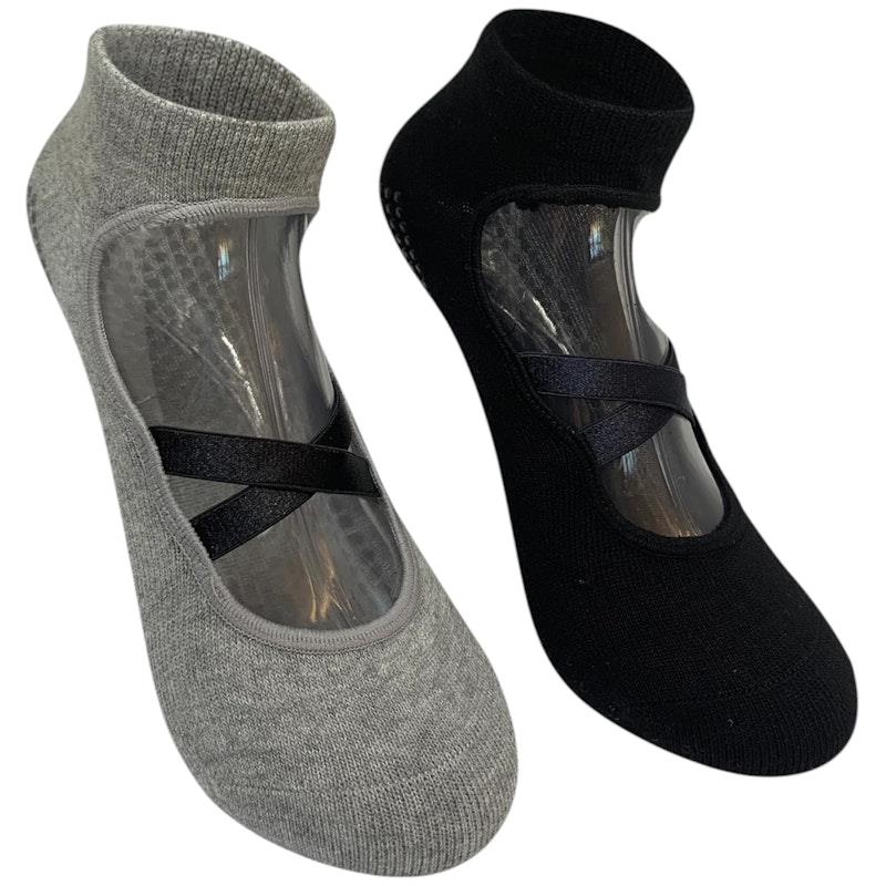 Load image into Gallery viewer, High Heel Jungle Good Pointe Premium Combed Cotton Full Grip Pilates/Yoga Sock Black/Grey Bundle
