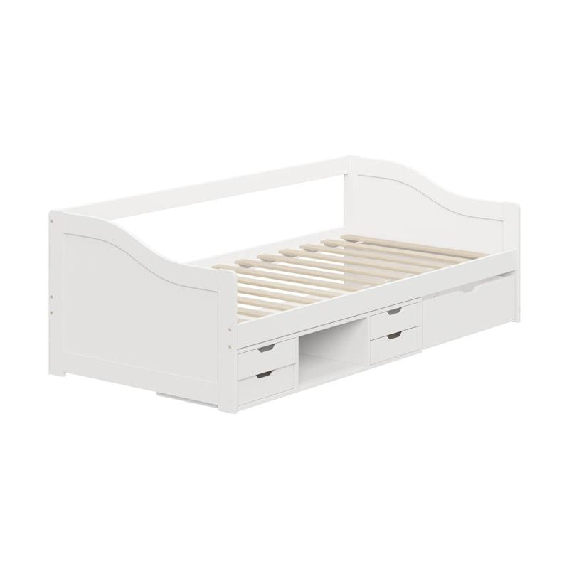 Load image into Gallery viewer, Oikiture Kids Bed Frame Single Daybed with Trundle Storage Drawers Timber White
