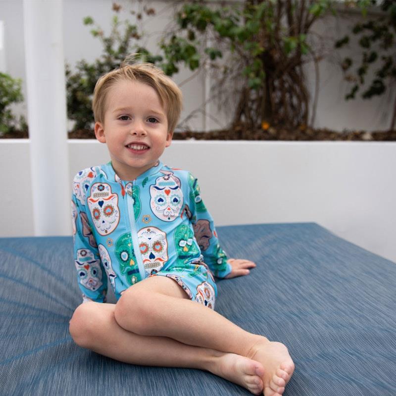 Load image into Gallery viewer, tyoub Long Sleeve All-In-One Sunsuit Skulls Amigo Kids 3years
