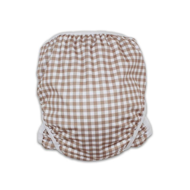 Load image into Gallery viewer, tyoub Adjustable Reusable Swim Nappy and Wet Bag - Fawn Gingham Check One Size
