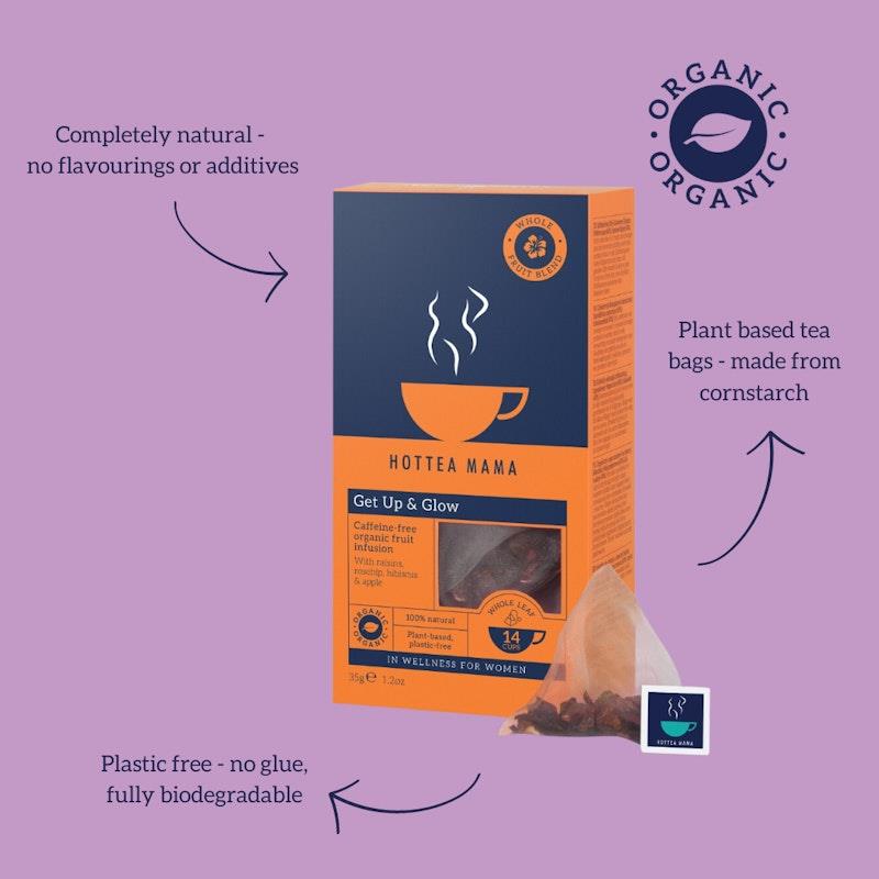 Load image into Gallery viewer, HOTTEA MAMA Organic Get Up &amp; Glow - Fruity Tea For A Caffeine-Free Boost 1Pack
