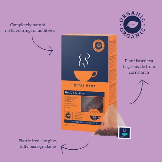 HOTTEA MAMA Organic Get Up & Glow - Fruity Tea For A Caffeine-Free Boost 1Pack