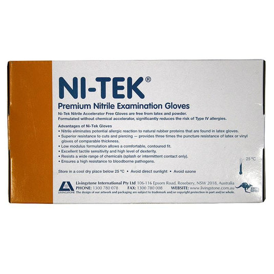 NI-TEK Nitrile Accelerator Free Powder Free Gloves 100 Box Extra Large