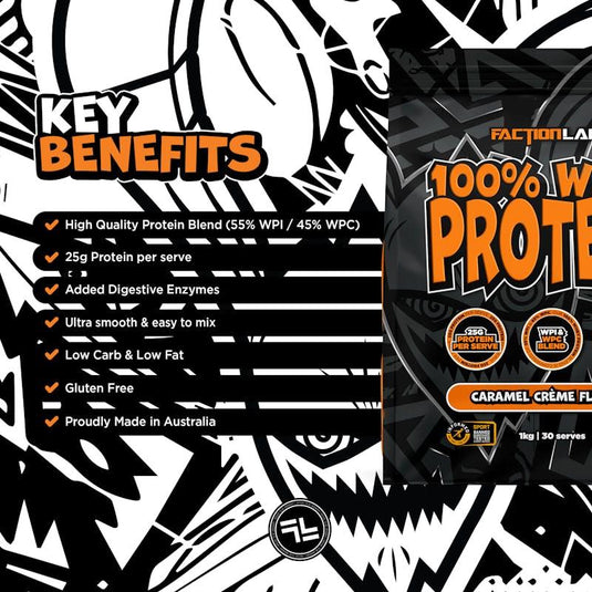 Faction Labs 100% Whey Protein - 30 serves Caramel Creme