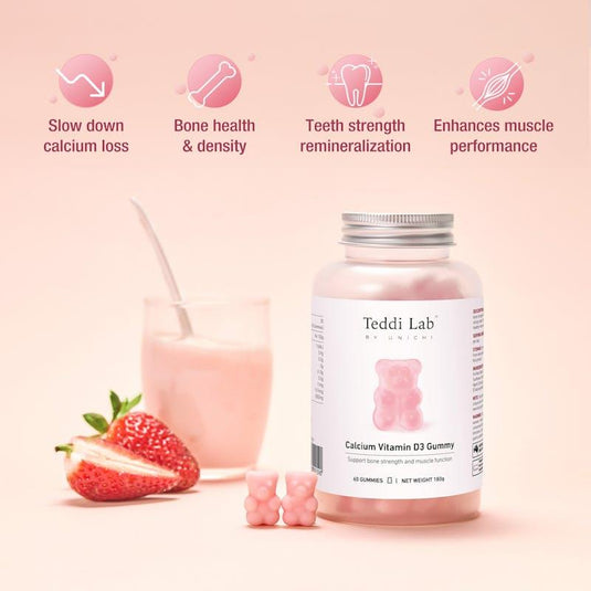 Teddi Lab by Unichi Calcium Vitamin D3 Gummy 60s x3 - Strong Bone, Muscle & Teeth Packs