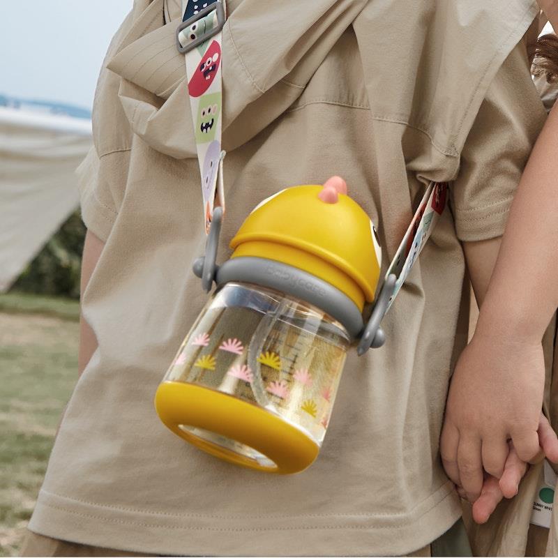 Load image into Gallery viewer, Bc Babycare T-REX TOBY Weighted Straw Sippy Cup 300ml (with Strap) Yellow
