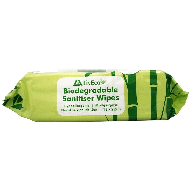 Load image into Gallery viewer, LivEco Sanitiser Disinfectant Bamboo Natural Wipe 110 Wipes 4Pack
