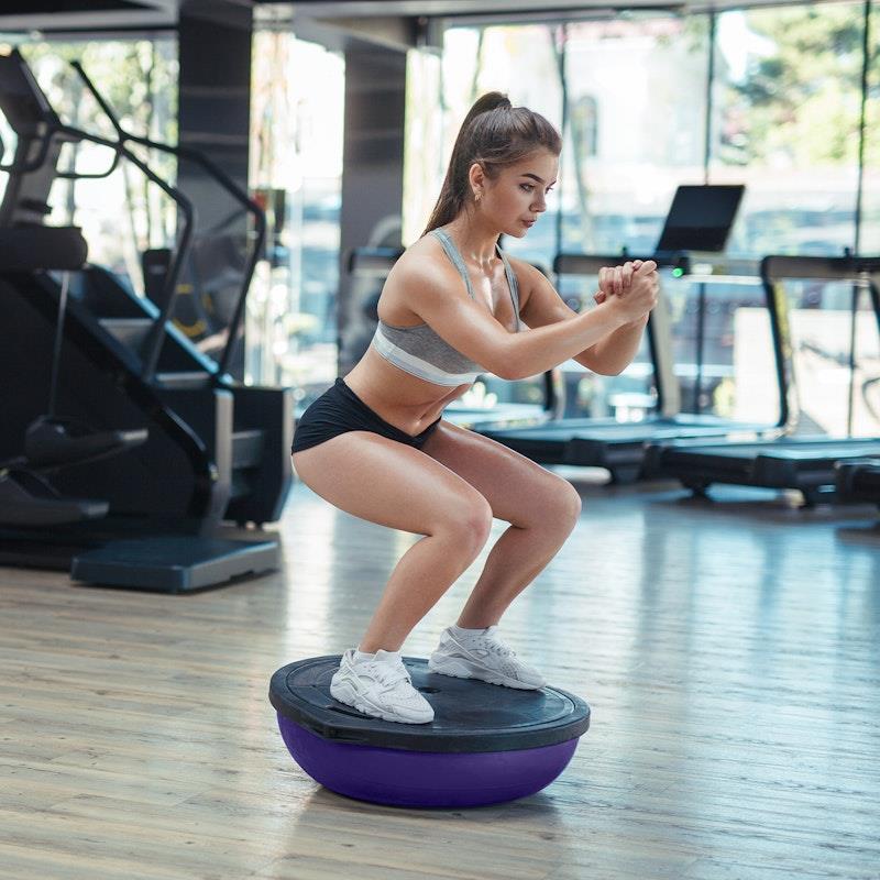 Load image into Gallery viewer, Powertrain Fitness Yoga Ball Home Gym Workout Balance Trainer Purple
