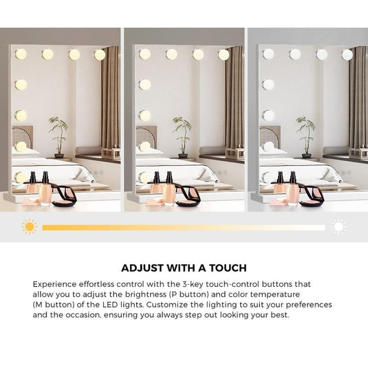 Oikiture Hollywood Makeup Mirror 15 Bulbs LED Light Wall Vanity Mirrors White