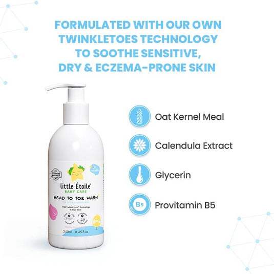 Little Etoile Head to Toe Wash for Dry, Sensitive & Eczema-prone Skin (0+ Months) 250ml