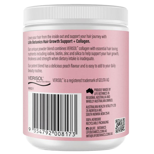 Life Botanics Hair Growth Support + Collagen Powder 3x150g Pack