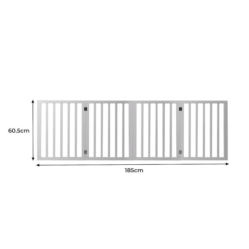 Load image into Gallery viewer, PaWz Wooden Pet Gate Dog Fence Retractable Barrier Portable Door 4 Panel White
