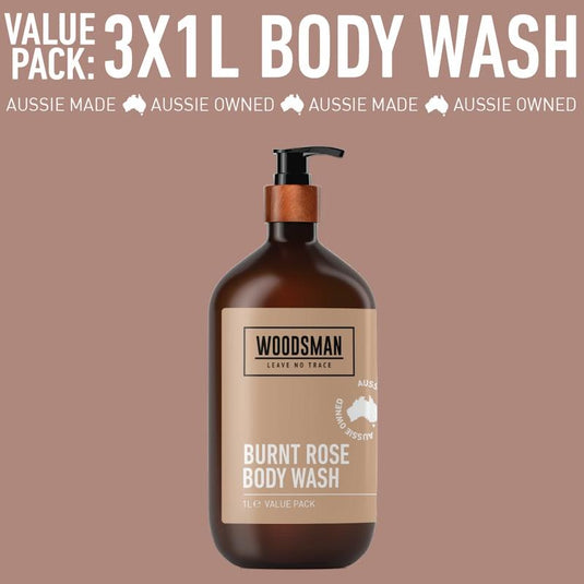 Woodsman Burnt Rose Body Wash 1L 3 Pack