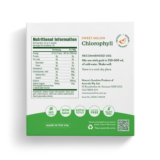 Nature's Sunshine Extra Strength Chlorophyll (30 Stick Packs) Sweet Melon
