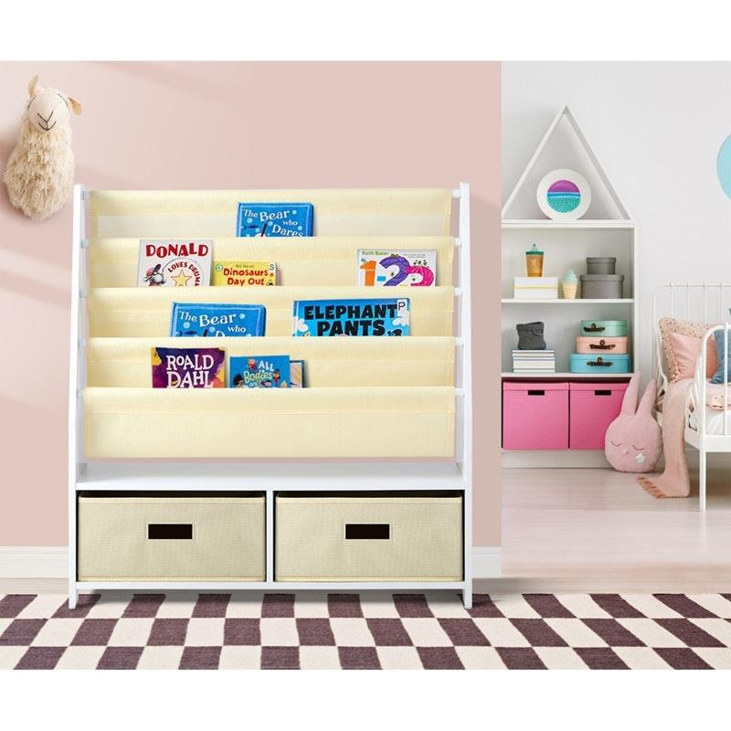 Load image into Gallery viewer, Oikiture Kids Bookshelf Bookcase Children Toys Storage Shelf Rack DIY Organiser Beige
