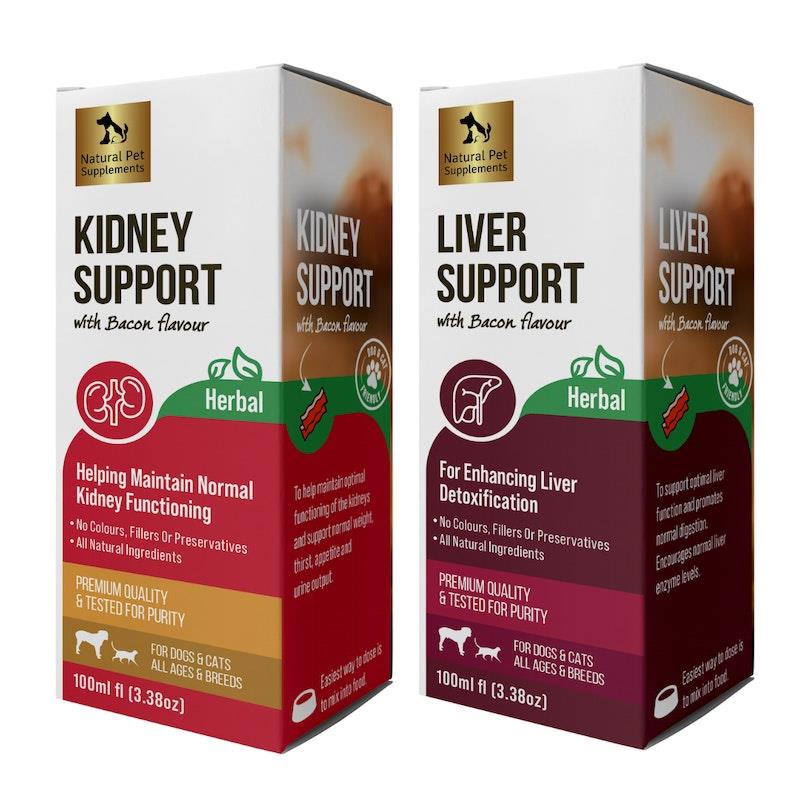 Load image into Gallery viewer, Natural Pet Supplements Kidney Support Kit for Dogs and Cats Bacon Flavour Bundle
