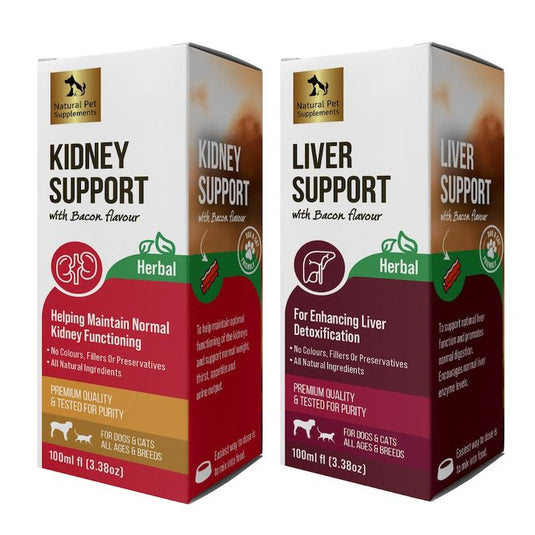 Natural Pet Supplements Kidney Support Kit for Dogs and Cats Bacon Flavour Bundle