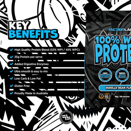 Faction Labs 100% Whey Protein - 30 serves Vanilla Bean
