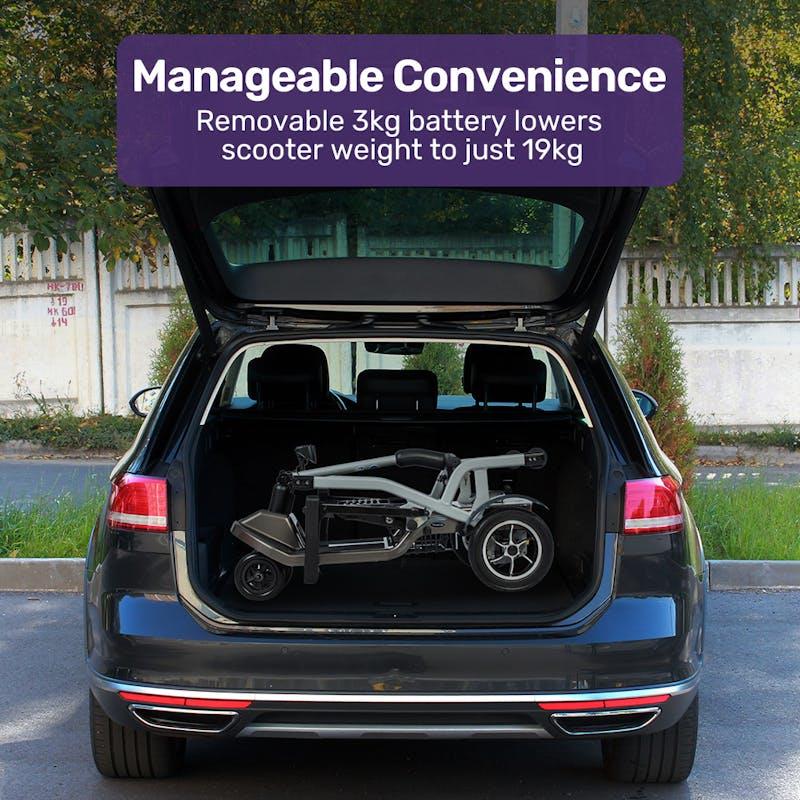 Load image into Gallery viewer, Equipmed Ultra-Lightweight Folding Electric Mobility Scooter, Brushless Motor Black
