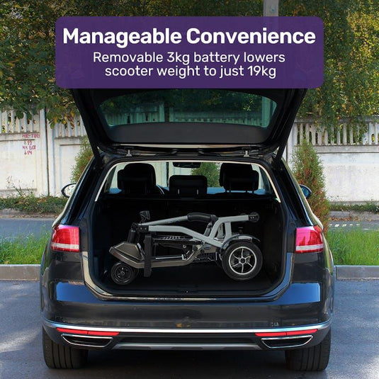 Equipmed Ultra-Lightweight Folding Electric Mobility Scooter, Brushless Motor Black