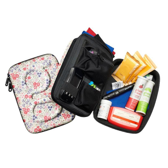 Glucology Travel Bundle Case - Plus, Floral/ 2 Pen Pouch - Floral/ 3 Sharps