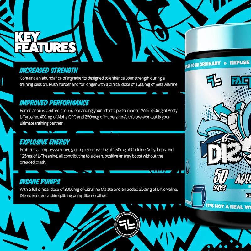 Load image into Gallery viewer, Faction Labs Disorder Original - 50 serves Aqua Splash
