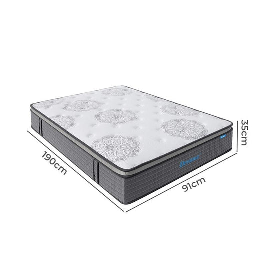 DreamZ Spring Mattress Bed Pocket Egg Crate Foam Medium Firm 35CM Single
