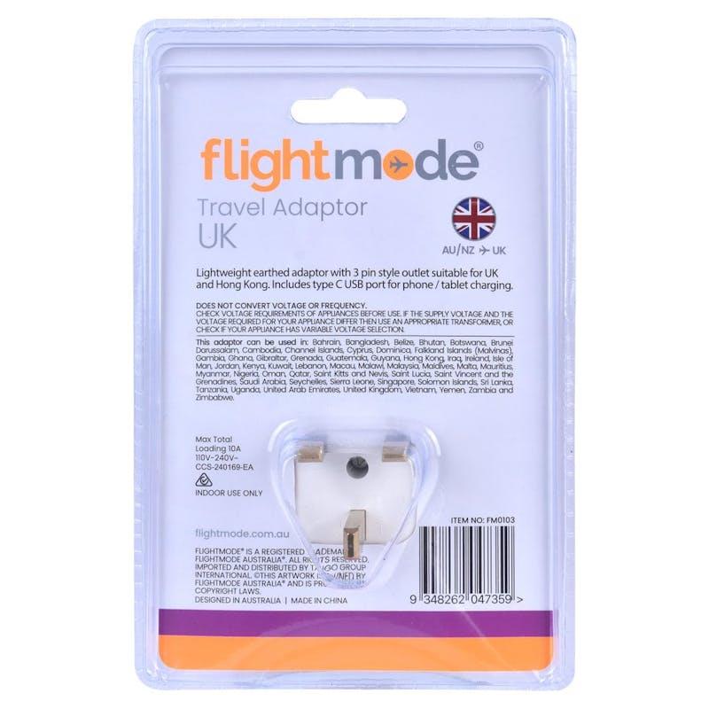 Load image into Gallery viewer, Flightmode Outbound AU/NZ to UK/HONG KONG Travel Adaptor with USB Type C &amp; A 1Unit
