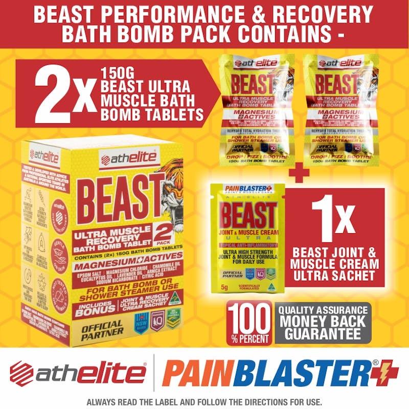 Load image into Gallery viewer, Athelite Beast Ultra Muscle Recovery Bath Bomb (2x150g Tablets) 2Pack
