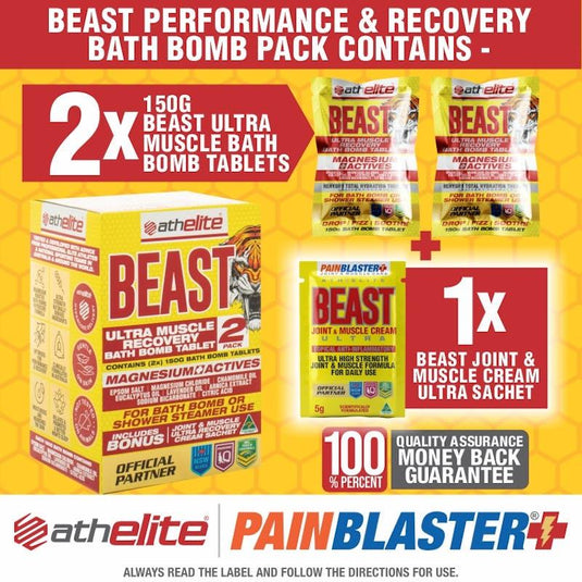 Athelite Beast Ultra Muscle Recovery Bath Bomb (2x150g Tablets) 2Pack