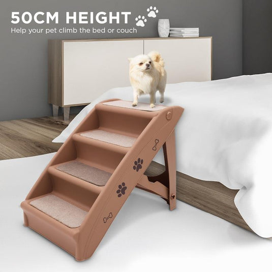 Furtastic 50cm Foldable Pet Stairs Ramp Brown