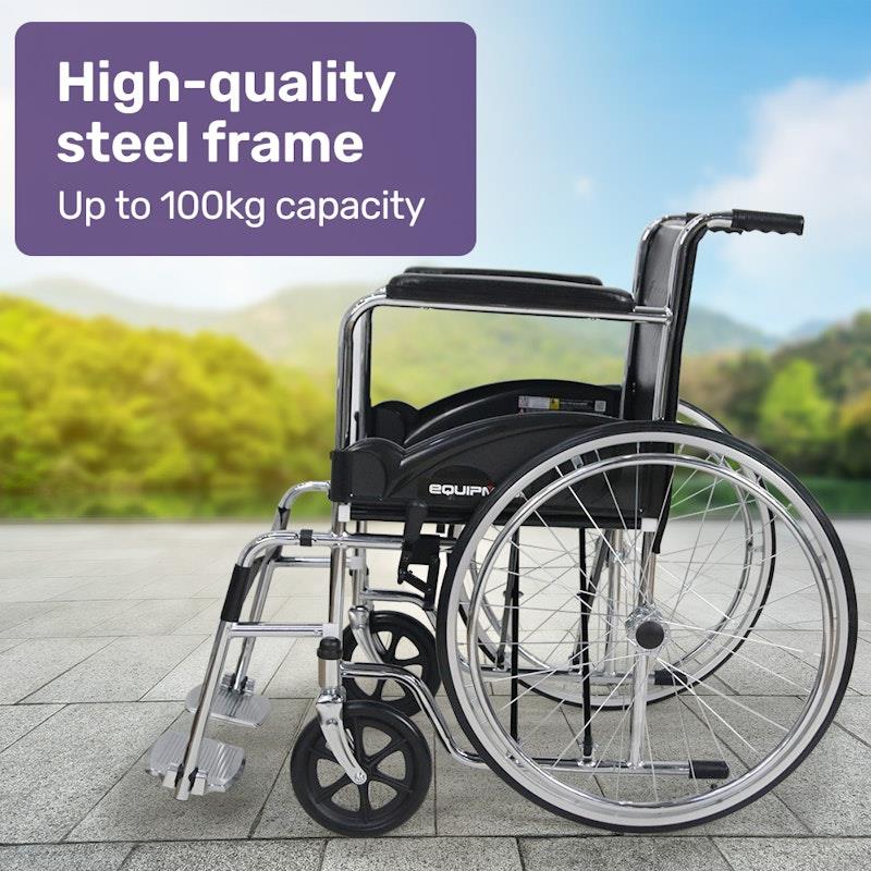 Load image into Gallery viewer, Equipmed Folding Manual Wheelchair Self Propelled Black
