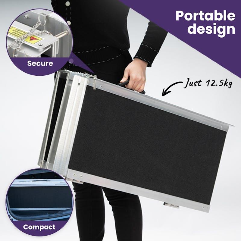 Load image into Gallery viewer, Equipmed 152cm Portable Folding Aluminium Access Ramp Black
