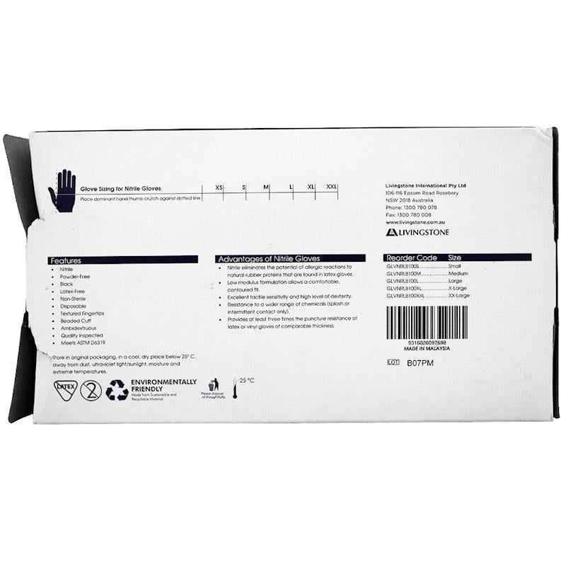Load image into Gallery viewer, Livingstone Xtreme Thick Heavy Duty Nitrile Gloves Powder Free Black Medium 100 Pieces/Box
