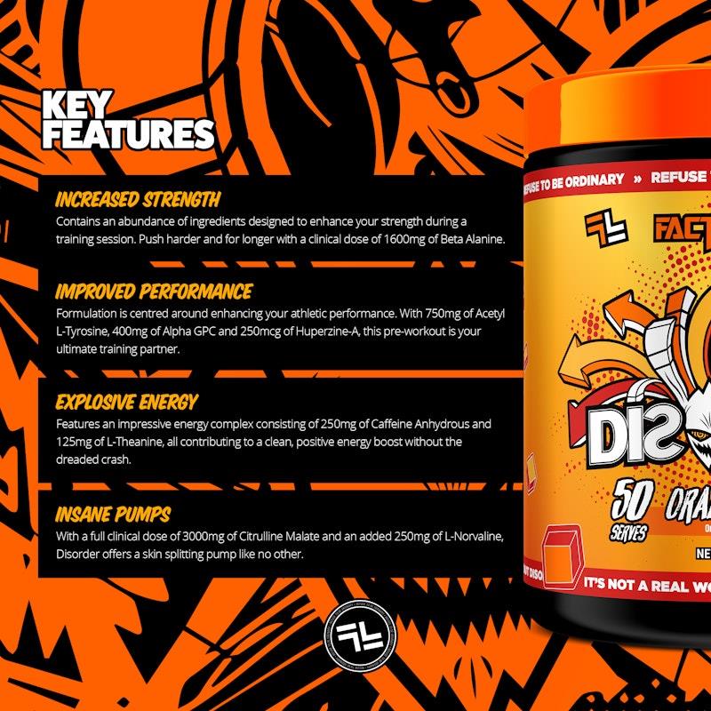 Load image into Gallery viewer, Faction Labs Disorder Original - 50 serves Orange Firm
