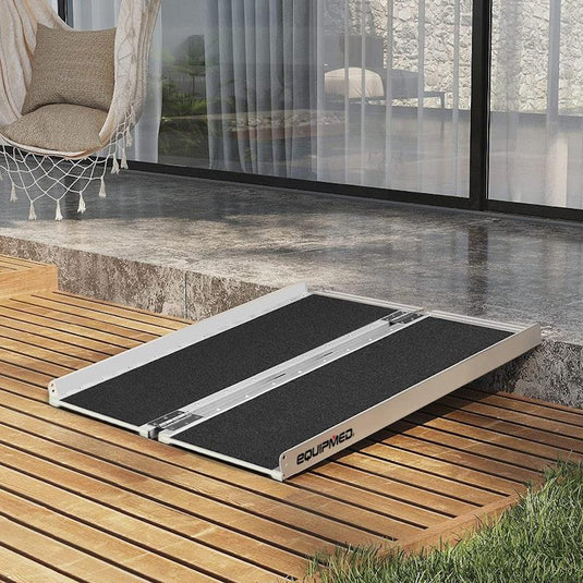 Equipmed 91cm Portable Folding Aluminium Access Ramp Black