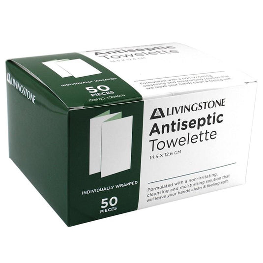 Livingstone Hand Sanitising Antibacterial Towelette 50 Pieces