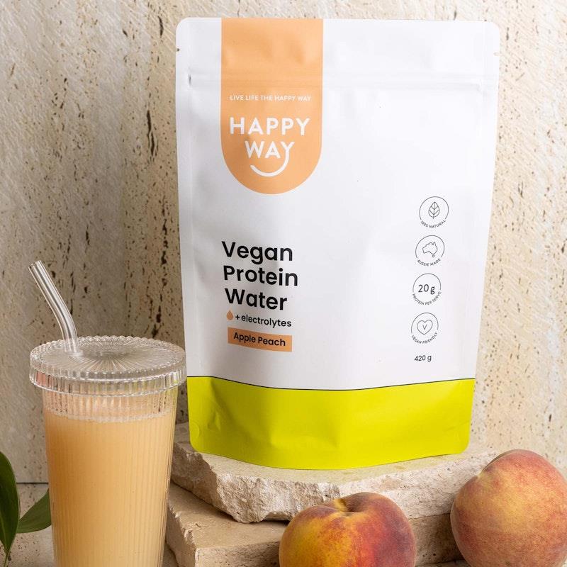 Load image into Gallery viewer, Happy Way Apple Peach Vegan Protein Water Powder 420g
