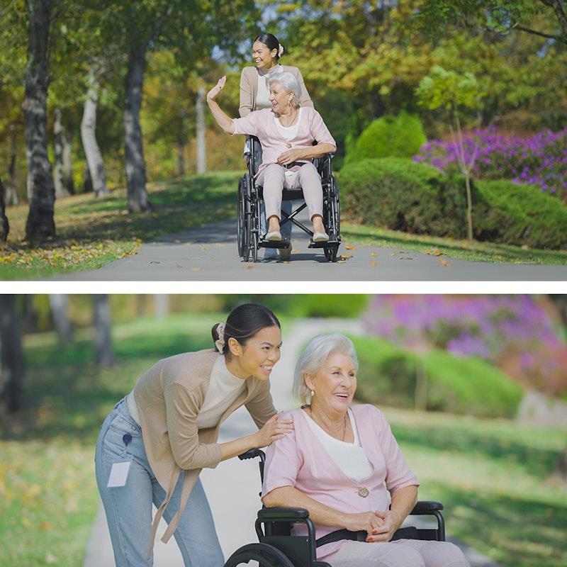 Load image into Gallery viewer, Equipmed 24 Inch Folding Wheelchair with Park Brakes Black
