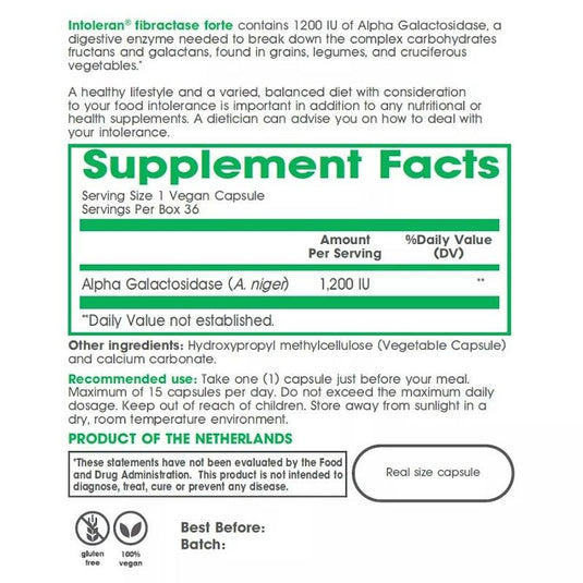 Intoleran Fibractase 1200 36 Capsules